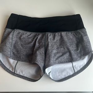 lululemon speed ups - low rise - 2.5” - heather lux multi black/black - size 0